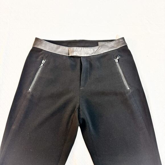 Rag & Bone Lamb Leather Accent Cropped Black Trouser Pants Size 2 - Picture 6 of 10